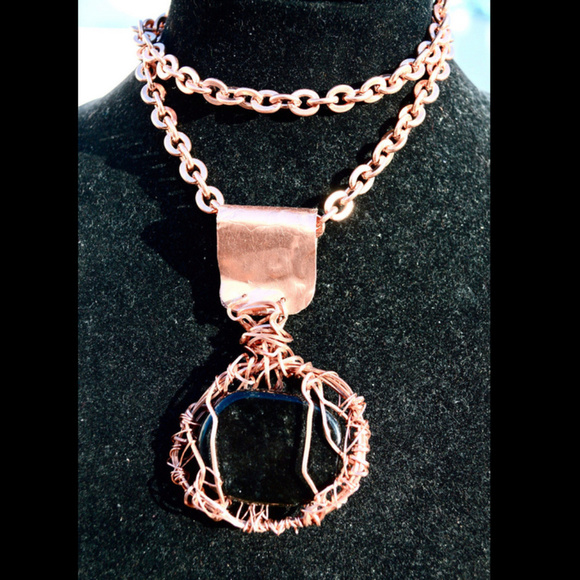 Obsidian Black Copper Heavy Chain Pendant Hip Hop - Picture 1 of 14